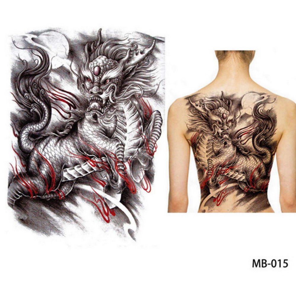Beauty Large Fish Wolf Tiger Dragon Water transfer Tattoo Sticker Waterproof Decal Full Back Tattoo stickers TemporaryTattoo