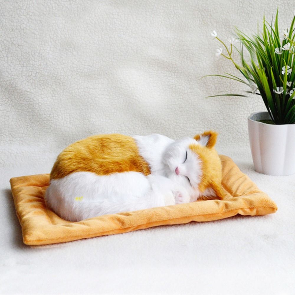 Um, Realista Sleeping Plush Respirando Gato Peludo Gato Com