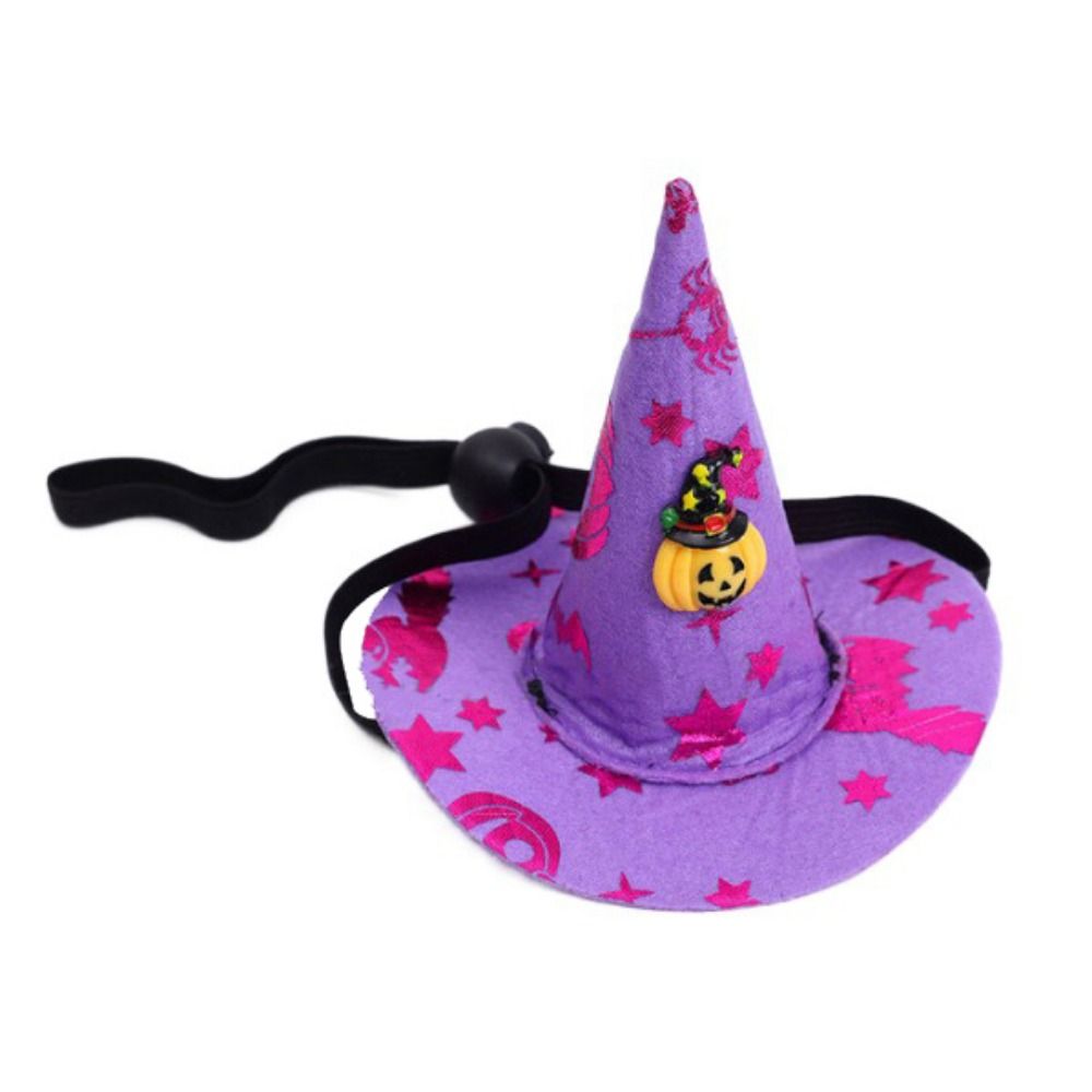 Sombrero de bruja ajustable para mascotas, tela decorativa elástica para perro, telaraña, Gato de dibujos animados, calabaza, murciélago, fantasma, Festival, Fiesta