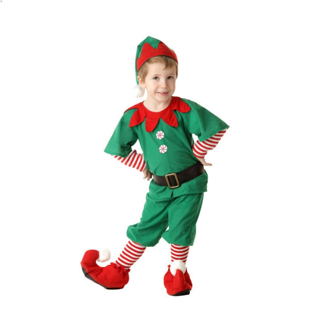 Vestido de Cosplay de Navidad, calcetines, sombrero, accesorios de fiesta, ropa de fiesta, disfraz de elfo verde