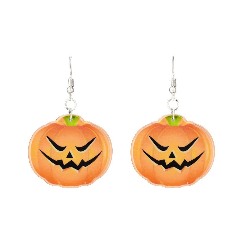 Pendientes de resina con forma de calavera y fantasma para mujer, aretes colgantes de estilo coreano, joyería de fiesta, calabaza naranja, moda divertida