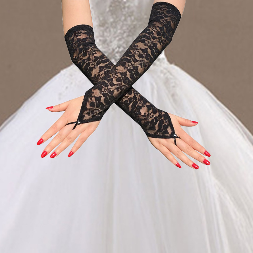 Women's Lace Arm Warmers - Fishnet Fingerless Gloves, Stretchy Mesh Sleeves For Gothic, Punk, Cosplay & Halloween